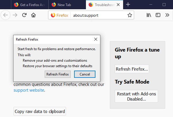 Mozilla Firefox Add-on-Einstellungen