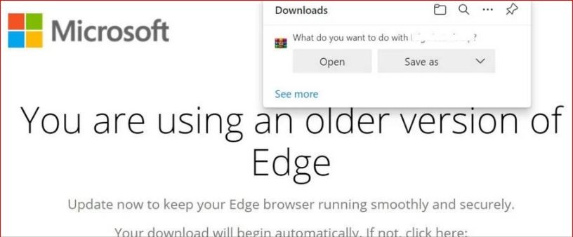 “You are using an older version of Edge” fake Alerts